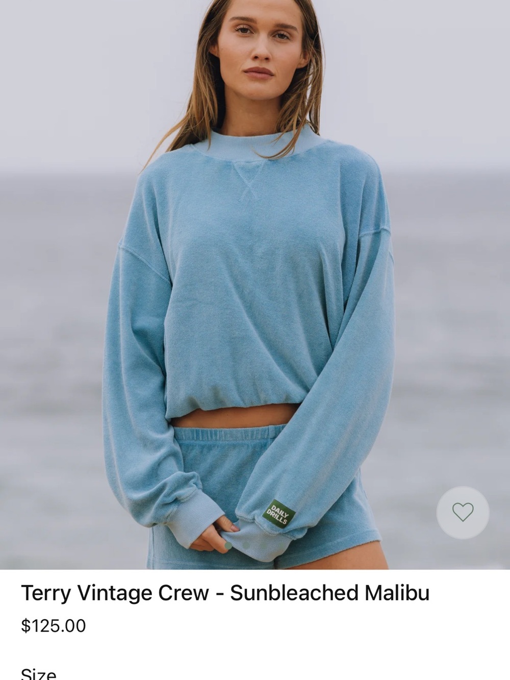 Daily Drills Sunbleached Malibu Terry Crew - Sky Blue